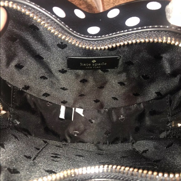 NWT-Kate Spade-Love Shack-Heart Crossbody/ Handbag-Black & White Polka Dot-$329 - Picture 7 of 12